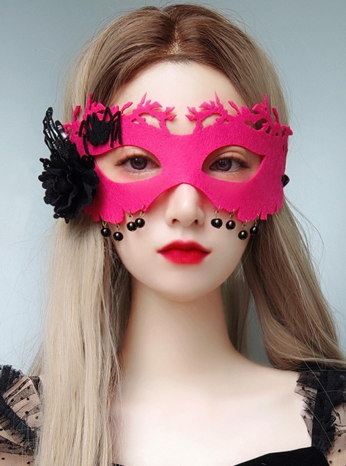 Halloween Christmas Sexy Black Flower Skeleton Hand Spider Grim Reaper Prom Half Face Male Female Adult Rose Red Mask