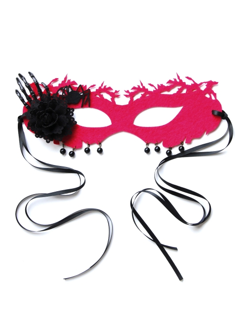 Halloween Christmas Sexy Black Flower Skeleton Hand Spider Grim Reaper Prom Half Face Male Female Adult Rose Red Mask