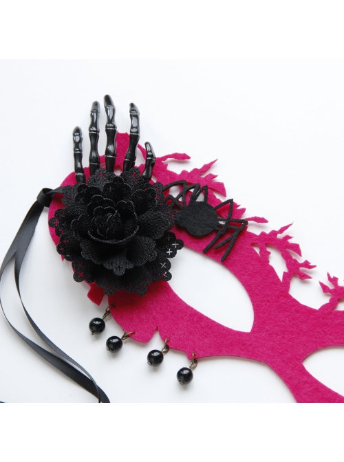 Halloween Christmas Sexy Black Flower Skeleton Hand Spider Grim Reaper Prom Half Face Male Female Adult Rose Red Mask