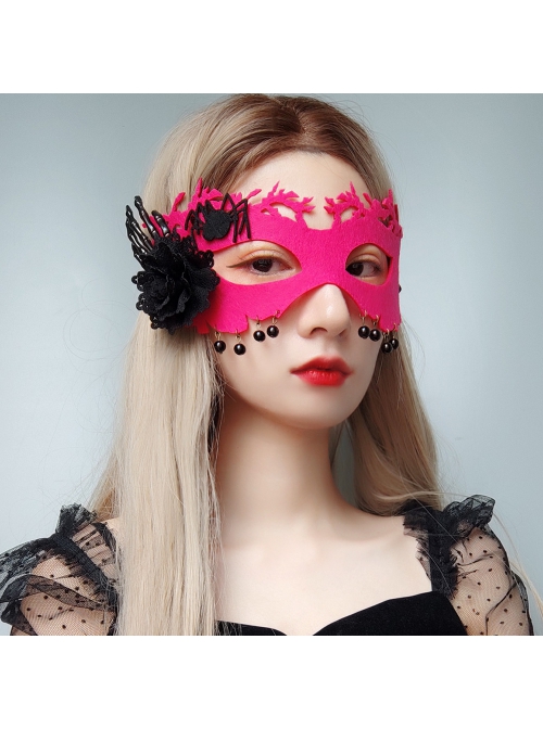 Halloween Christmas Sexy Black Flower Skeleton Hand Spider Grim Reaper Prom Half Face Male Female Adult Rose Red Mask