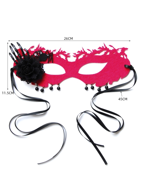 Halloween Christmas Sexy Black Flower Skeleton Hand Spider Grim Reaper Prom Half Face Male Female Adult Rose Red Mask