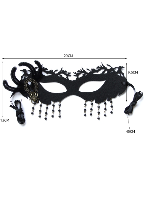 Gothic Retro Fashion Halloween Party Black Spider Jewel Tassel Christmas Half Face Prom Female Mask