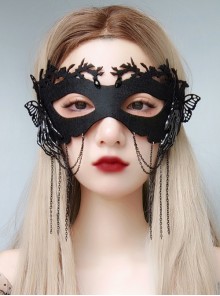Halloween Retro Black Tassel Butterfly Skull Hand Bone Grim Reaper Horror Holiday Party Prom Female Mask