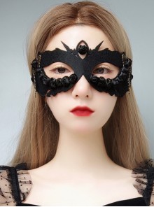 Halloween Retro Fashion Gothic Cross Black Rose Flower Male Female Adult Half Face Mask
