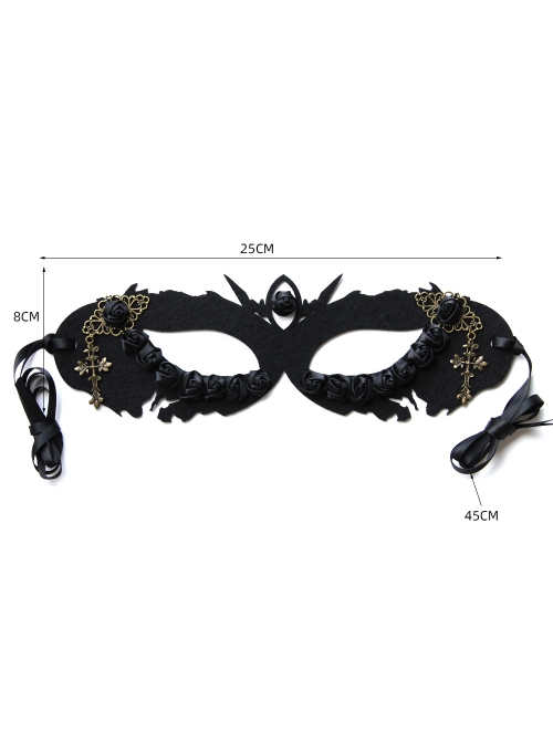 Halloween Retro Fashion Gothic Cross Black Rose Flower Male Female Adult Half Face Mask