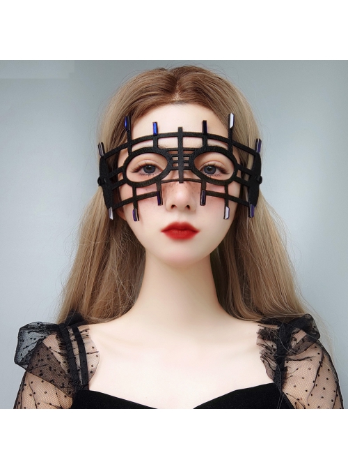 Punk Halloween Christmas Retro Fashion Blue Diamond Black Felt Prom Half Face Male Female Adult Mask