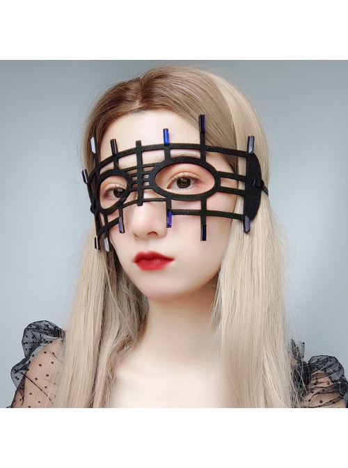 Punk Halloween Christmas Retro Fashion Blue Diamond Black Felt Prom Half Face Male Female Adult Mask