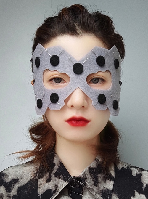 Halloween Male Female Fashion Personality Punk Future Mechanical Prom Black Polka Dot Grey Mask
