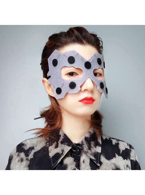 Halloween Male Female Fashion Personality Punk Future Mechanical Prom Black Polka Dot Grey Mask