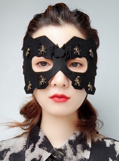 Halloween Male Female Retro Fashion Black Spider Adult Holiday Party Dress Up Prom Mask