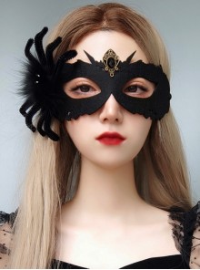 Halloween Retro Fashion Black Spider Grim Reaper Prom Half Face Male Female Adult Mask
