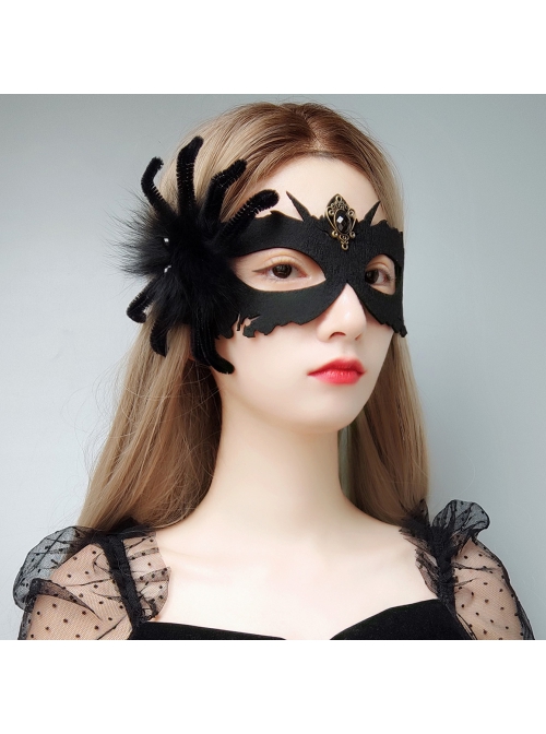 Halloween Retro Fashion Black Spider Grim Reaper Prom Half Face Male Female Adult Mask