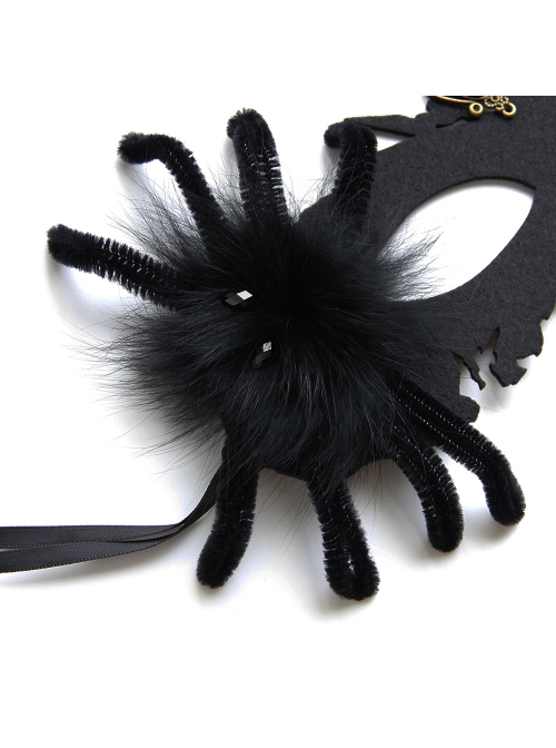 Halloween Retro Fashion Black Spider Grim Reaper Prom Half Face Male Female Adult Mask