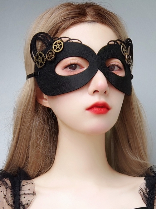 Halloween Retro Fashion Gear Black Animal Adult Male Female Prom Party Animal Ear Mask