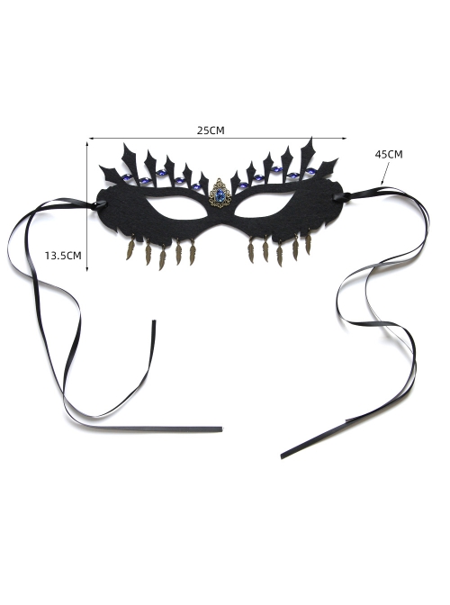 Retro Fashion Feather Sapphire Halloween Party Prom Half Face Female Black Mask