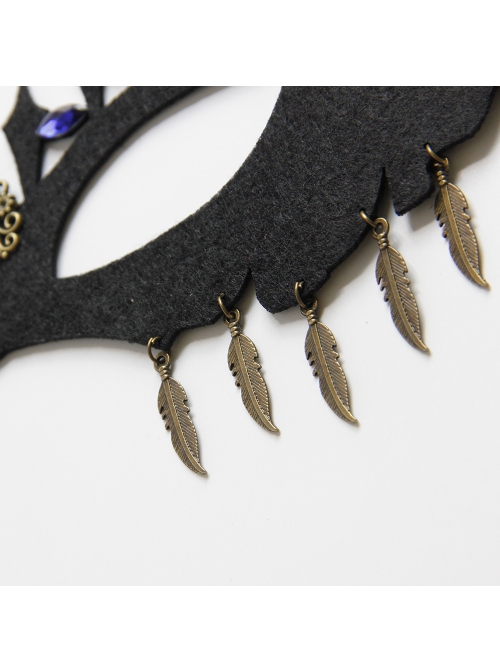 Retro Fashion Feather Sapphire Halloween Party Prom Half Face Female Black Mask