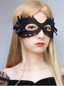 Fashion Retro Halloween Party Black Bow Animal Half Face Male Female Demon Mask
