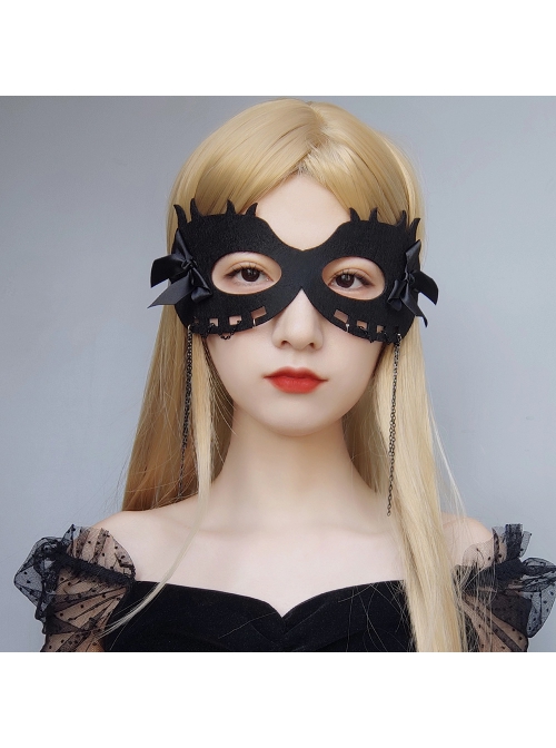 Fashion Retro Halloween Party Black Bow Animal Half Face Male Female Demon Mask