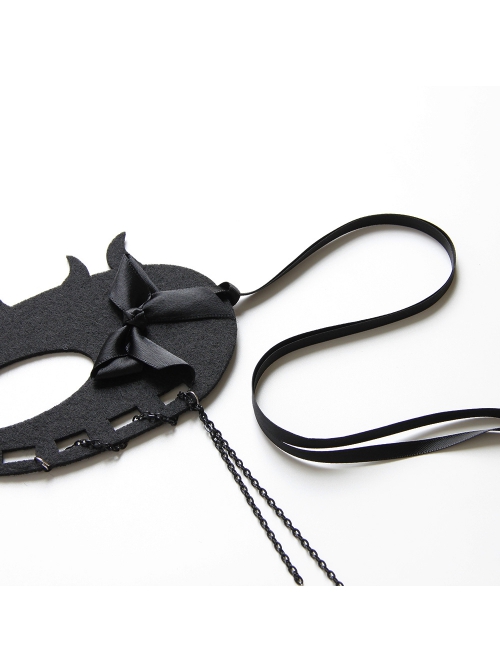Fashion Retro Halloween Party Black Bow Animal Half Face Male Female Demon Mask