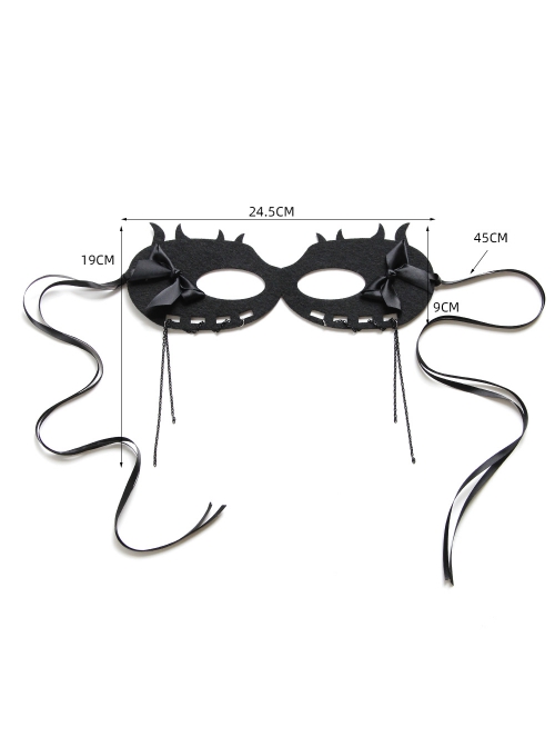 Fashion Retro Halloween Party Black Bow Animal Half Face Male Female Demon Mask