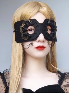 Fashion Halloween Gothic Retro Black Rose Flower Spider Half Face Demon Female Mask