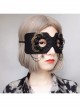 Fashion Halloween Gothic Retro Black Rose Flower Spider Half Face Demon Female Mask