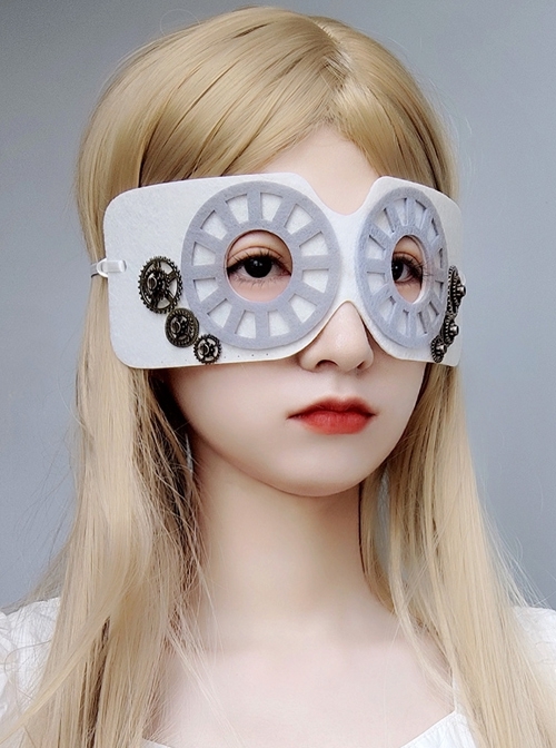Halloween Fashion Retro Half Face Punk Gear Male Female Party Grey Mask