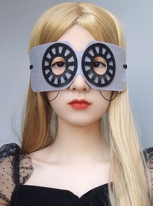 Retro Fashion Personality Halloween Black Gear Party Adult Half Face Male Female Gray Mask