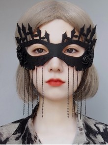 Halloween Retro Fashion Party Black Fence Rose Tassel Adult Female Half Face Sexy Mask
