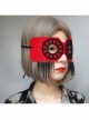 Fashion Retro Halloween Punk Black Gear Rivets Red Prom Male Female Half Face Mask