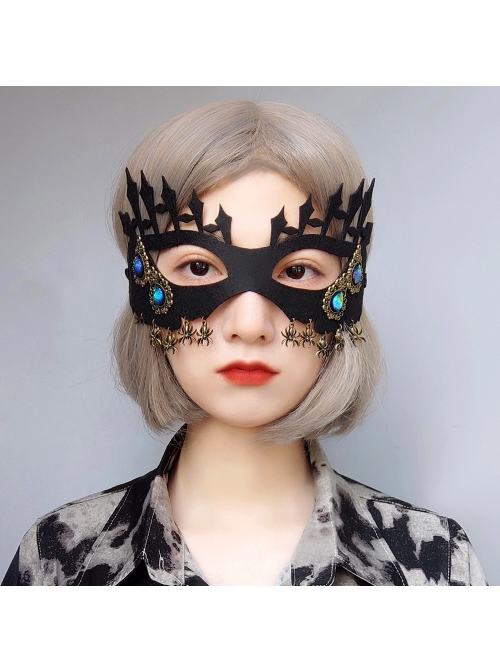 Personality Fashion Retro Halloween Spider Sapphire Fence Adult Male Female Black Mask