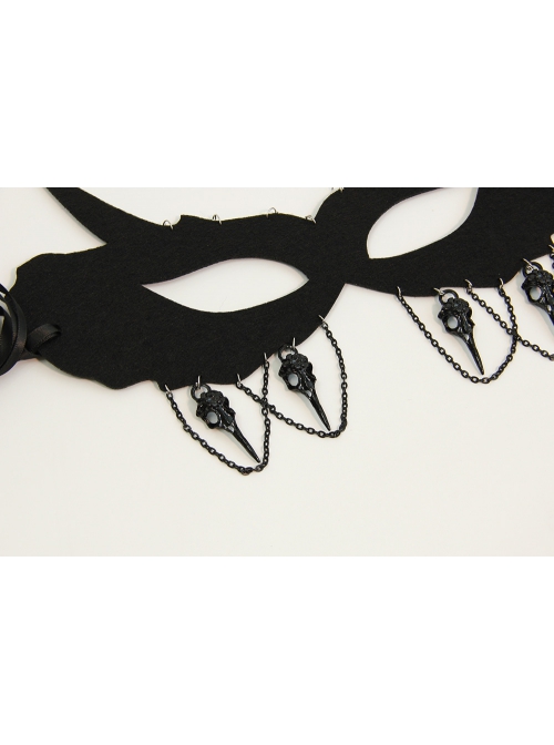 Punk Retro Fashion Halloween Black Fox Tassel Half Face Adult Male Female Holiday Masquerade Mask