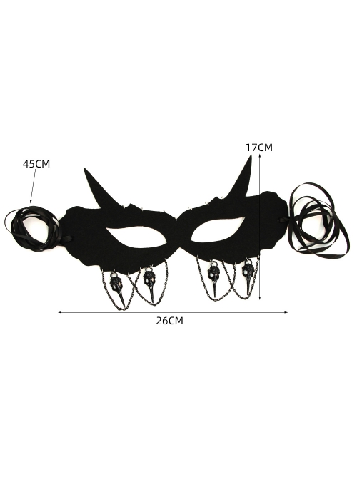 Punk Retro Fashion Halloween Black Fox Tassel Half Face Adult Male Female Holiday Masquerade Mask