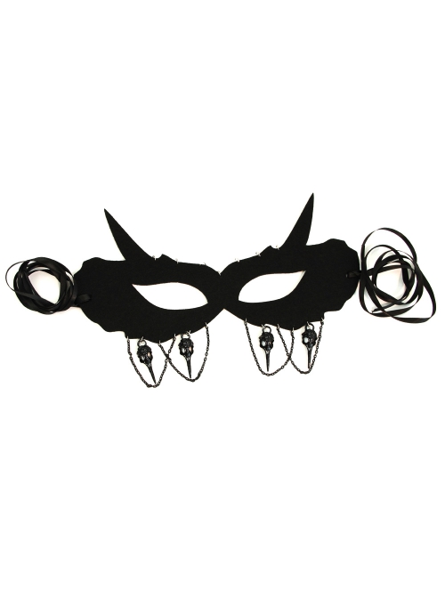 Punk Retro Fashion Halloween Black Fox Tassel Half Face Adult Male Female Holiday Masquerade Mask