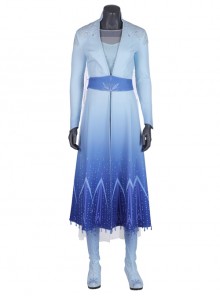 Frozen 2 Elsa Blue Dress Suit Halloween Cosplay Costume Full Set Without Shoes