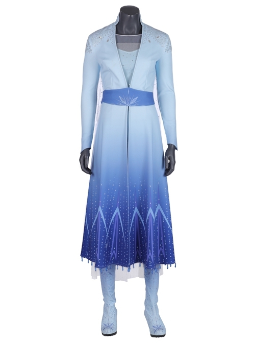 Frozen 2 Elsa Blue Dress Suit Halloween Cosplay Costume Full Set Without Shoes