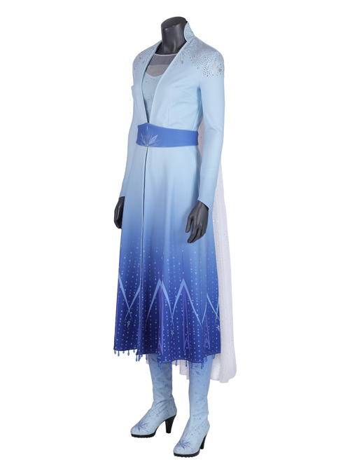 Frozen 2 Elsa Blue Dress Suit Halloween Cosplay Costume Full Set Without Shoes
