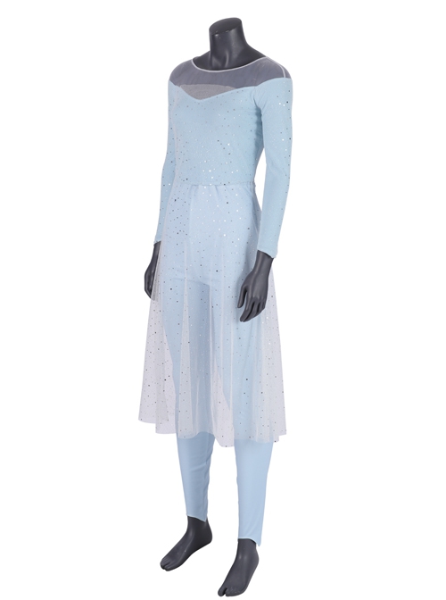 Frozen 2 Elsa Blue Dress Suit Halloween Cosplay Costume Full Set Without Shoes