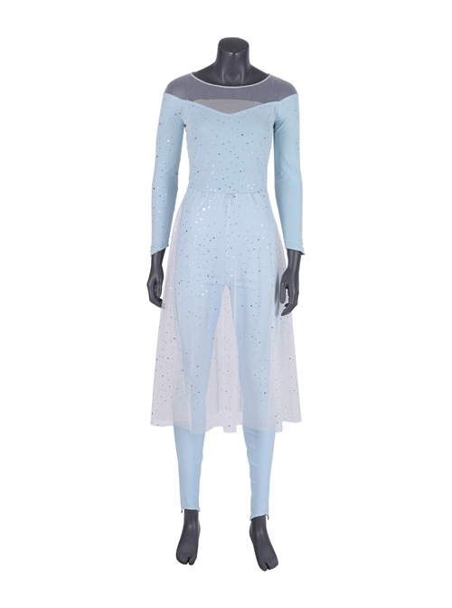 Frozen 2 Elsa Blue Dress Suit Halloween Cosplay Costume Full Set Without Shoes
