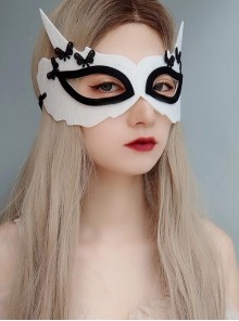 Retro Fashion Halloween Carnival Party White Unicorn Fox Black Bow Half Face Prom Holiday Mask