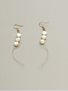 Baroque Summer Fashion Retro Seaside Holiday White Artificial Pearl Female Earrings