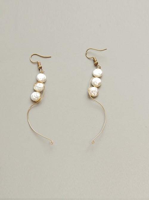 Baroque Summer Fashion Retro Seaside Holiday White Artificial Pearl Female Earrings