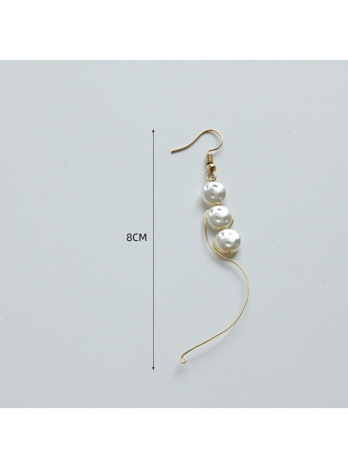 Baroque Summer Fashion Retro Seaside Holiday White Artificial Pearl Female Earrings
