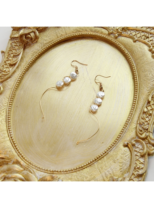 Baroque Summer Fashion Retro Seaside Holiday White Artificial Pearl Female Earrings