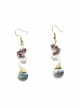 Fashion Personality Seaside Vacation Mermaid White Artificial Pearl Colorful Crystal Shell Female Earrings