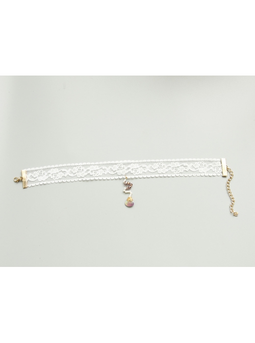 Seaside Tourism Cute Fashion Elegant Colorful Shell Female White Lace Pearl Collar