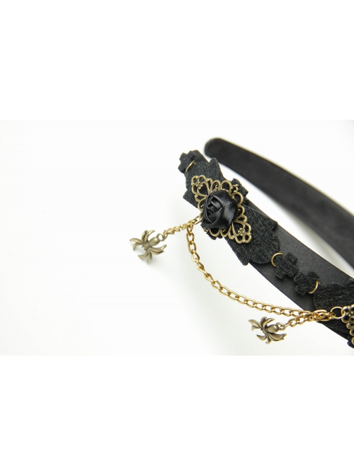 Fashion Retro Halloween Spider Tassel Black Rose Flower Funny Holiday Party Prom Female Headband