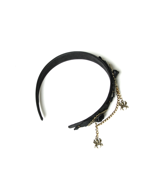 Fashion Retro Halloween Spider Tassel Black Rose Flower Funny Holiday Party Prom Female Headband