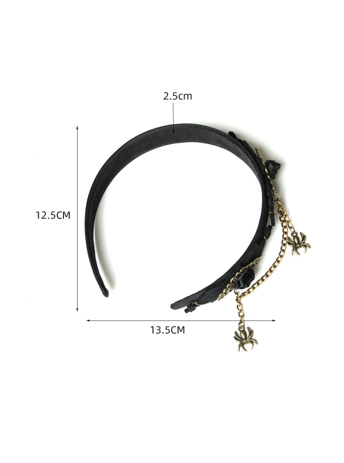 Fashion Retro Halloween Spider Tassel Black Rose Flower Funny Holiday Party Prom Female Headband