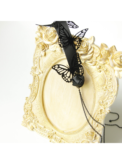 Gothic Lolita Fashion Retro Black Butterfly Tassel Halloween Prom Party Exaggerated Female Headband
